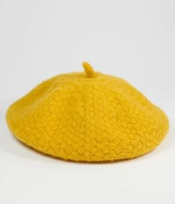 Unique Vintage Brand Unique Vintage Mustard Basketweave Adieu Beret