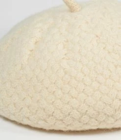 Unique Vintage Cream Basketweave Adieu Beret