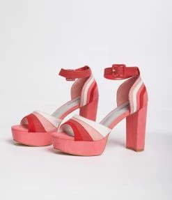 Unique Vintage Brand Unique Vintage Pink Suede Peep Toe Platform Heels