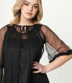 Tatyana Black Pillow Talk Long Nightgown Set Lingerie & Shapewear