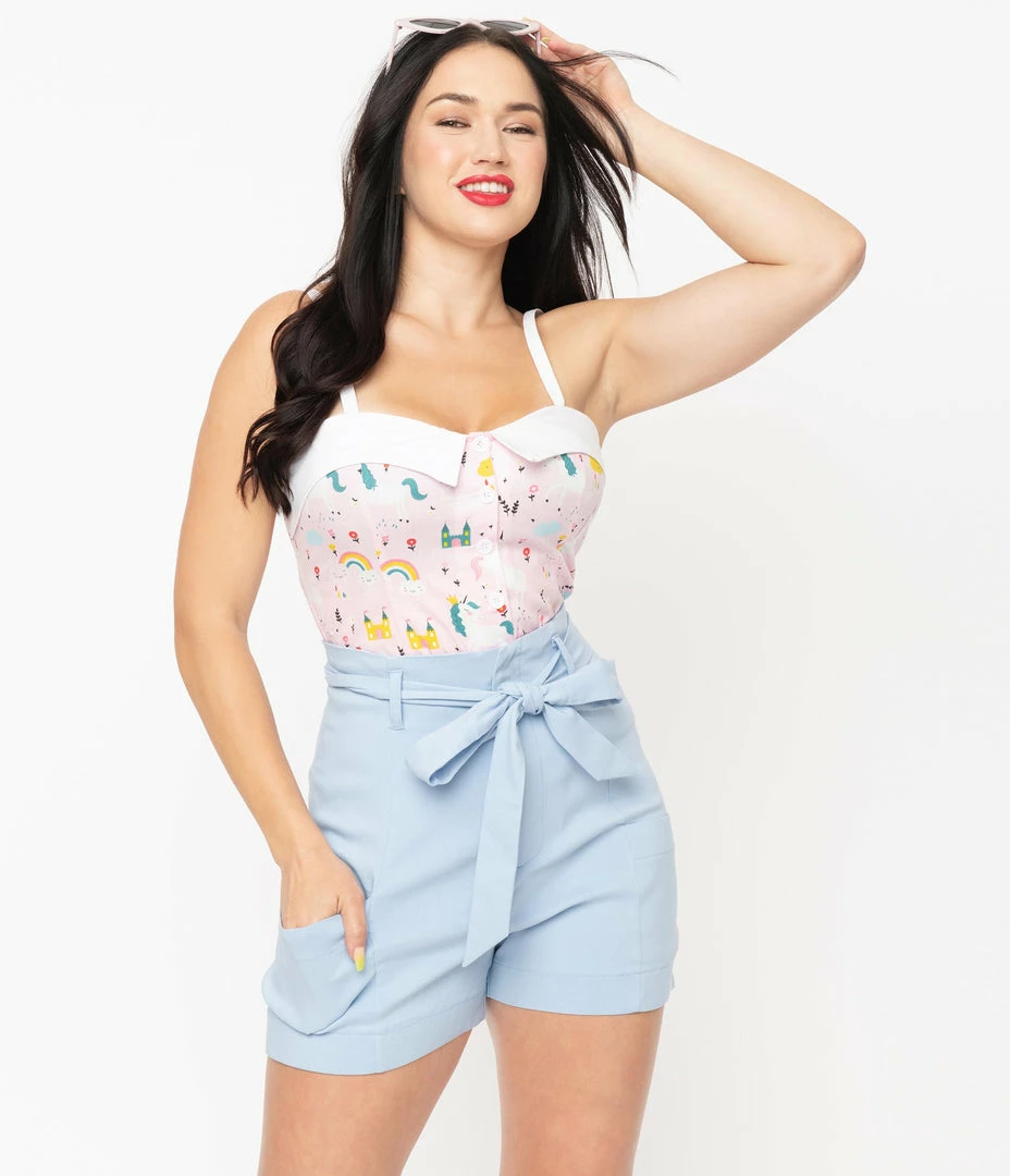 Sale Unique Vintage Pink & Fairytale Print Billie Top