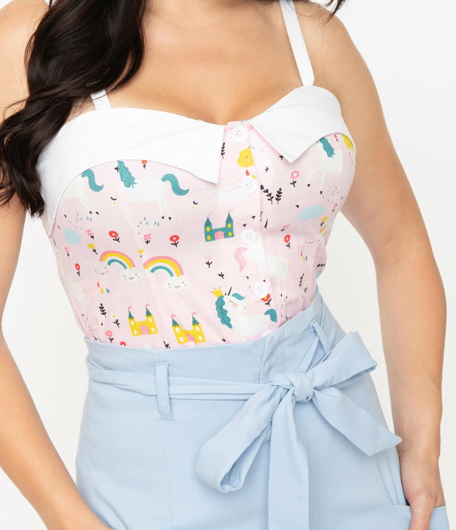 Sale Unique Vintage Pink & Fairytale Print Billie Top