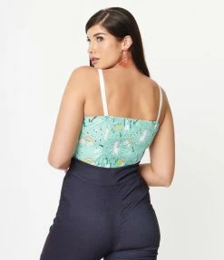 Sale Unique Vintage Mint & Fairytale Print Billie Top