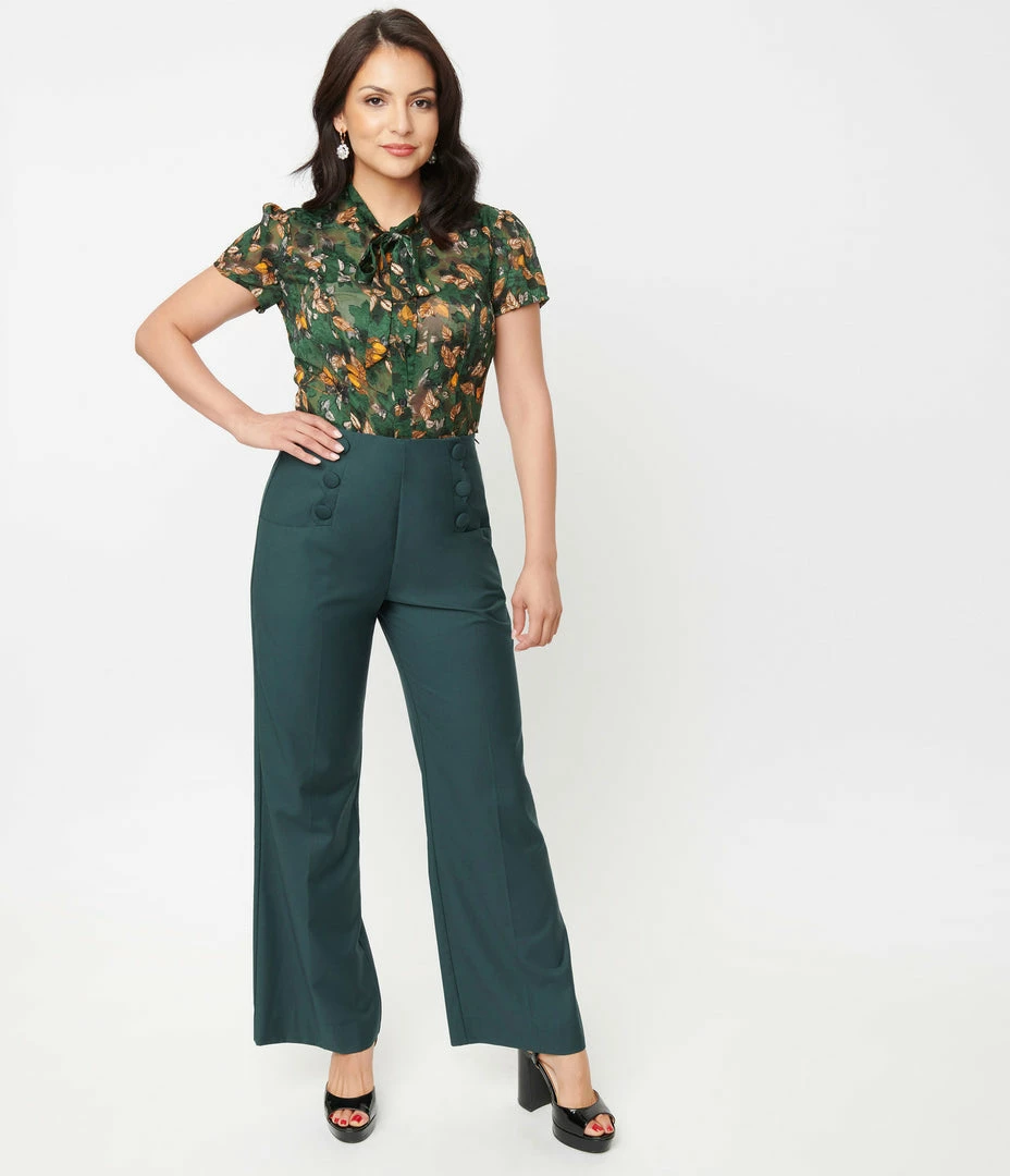 Unique Vintage Teal Wide Leg Rogers Pants