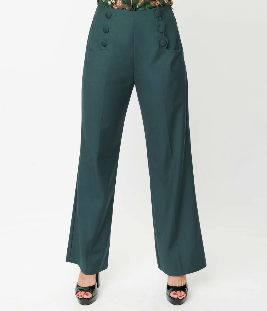 Unique Vintage Teal Wide Leg Rogers Pants