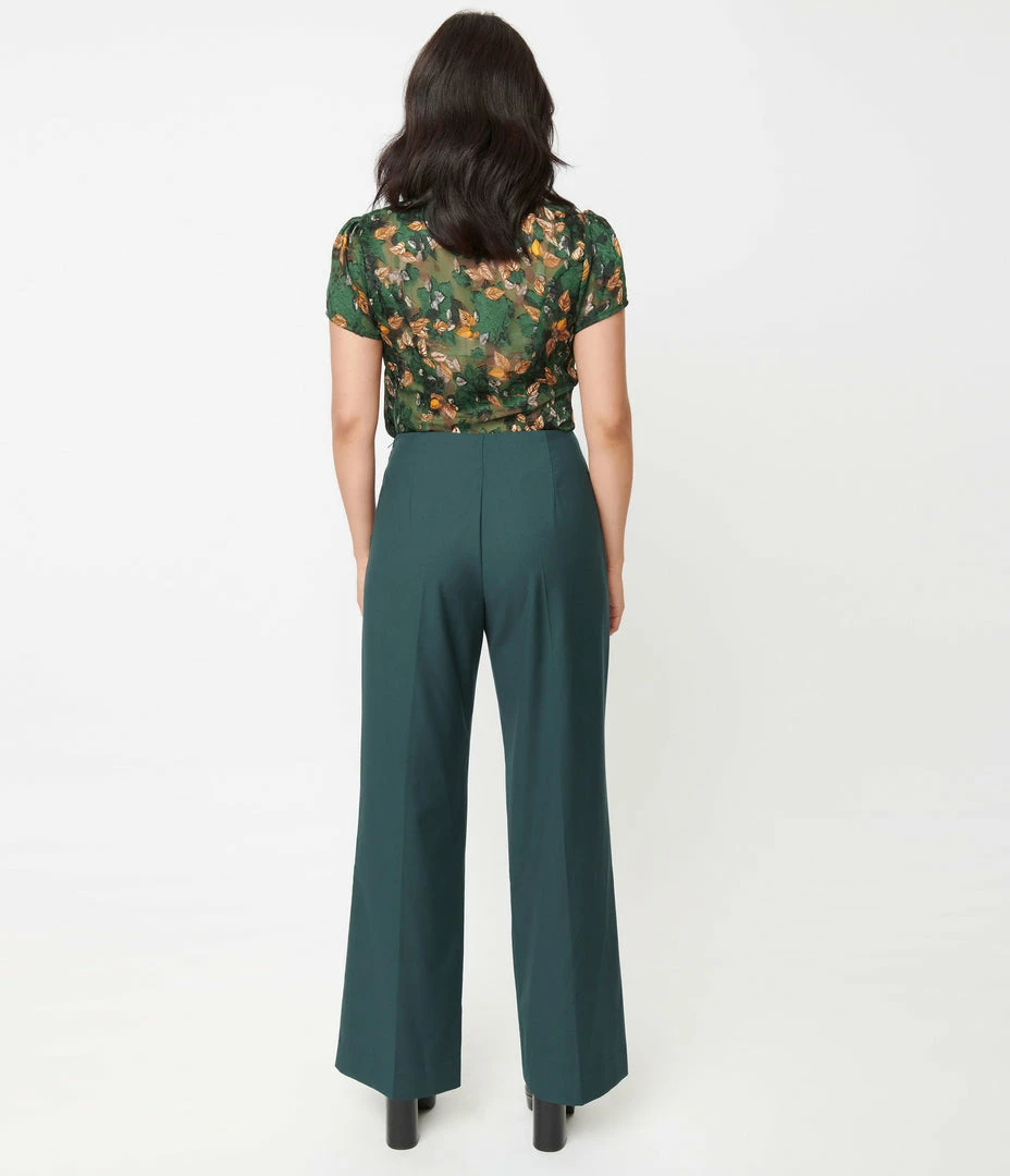 Unique Vintage Teal Wide Leg Rogers Pants