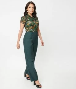 Unique Vintage Teal Wide Leg Rogers Pants