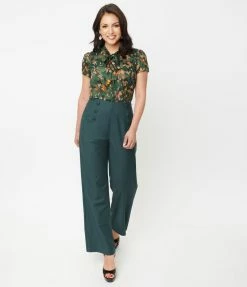 Unique Vintage Teal Wide Leg Rogers Pants