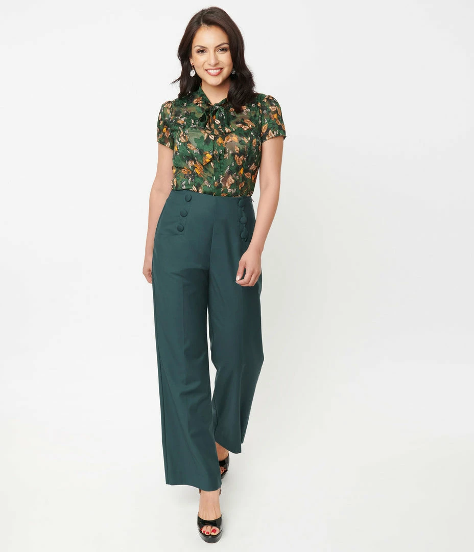 Unique Vintage Teal Wide Leg Rogers Pants