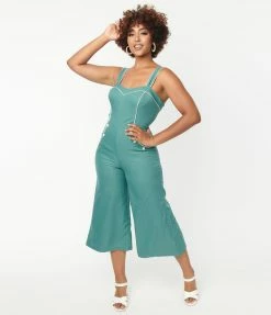 Unique Vintage Seafoam Nautical Retro Ready Jumpsuit
