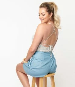 Unique Vintage Multicolor Floral Embroidered Main Squeeze Crop Top