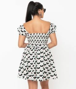Smak Parlour Mint & Pink Tulip Print Cutie Patootie Fit & Flare Dress Sale