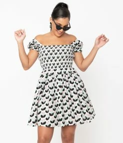 Smak Parlour Mint & Pink Tulip Print Cutie Patootie Fit & Flare Dress Sale