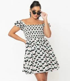 Smak Parlour Mint & Pink Tulip Print Cutie Patootie Fit & Flare Dress Sale