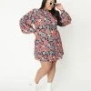 Clothing Smak Parlour Plus Size Black & Purple Floral Girl Talk Shift Dress