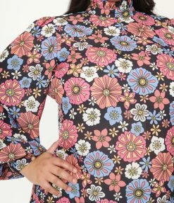 Clothing Smak Parlour Plus Size Black & Purple Floral Girl Talk Shift Dress