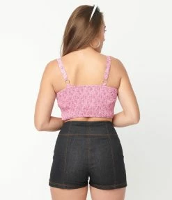 Sale Unique Vintage Pink Bandana Print Chessie Crop Top