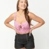 Sale Unique Vintage Pink Bandana Print Chessie Crop Top