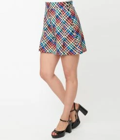 Unique Vintage Rainbow Madras Plaid Joyce Shorts