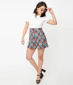 Unique Vintage Rainbow Madras Plaid Joyce Shorts