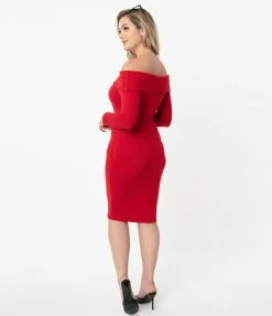 Unique Vintage Red Vickie Wiggle Dress Sale