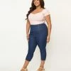 Sale Unique Vintage Plus Size Blue Denim Beyond Basic Capri Jeans