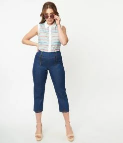 Unique Vintage Blue Denim Beyond Basic Capri Jeans Sale