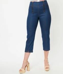 Unique Vintage Blue Denim Beyond Basic Capri Jeans Sale