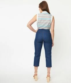 Unique Vintage Blue Denim Beyond Basic Capri Jeans Sale