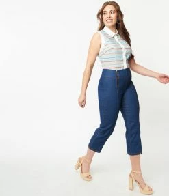 Unique Vintage Blue Denim Beyond Basic Capri Jeans Sale