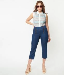 Unique Vintage Blue Denim Beyond Basic Capri Jeans Sale