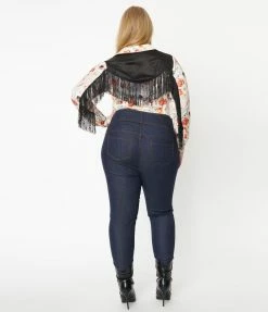 Sale Unique Vintage Plus Size Blue Denim Skinny Jeans