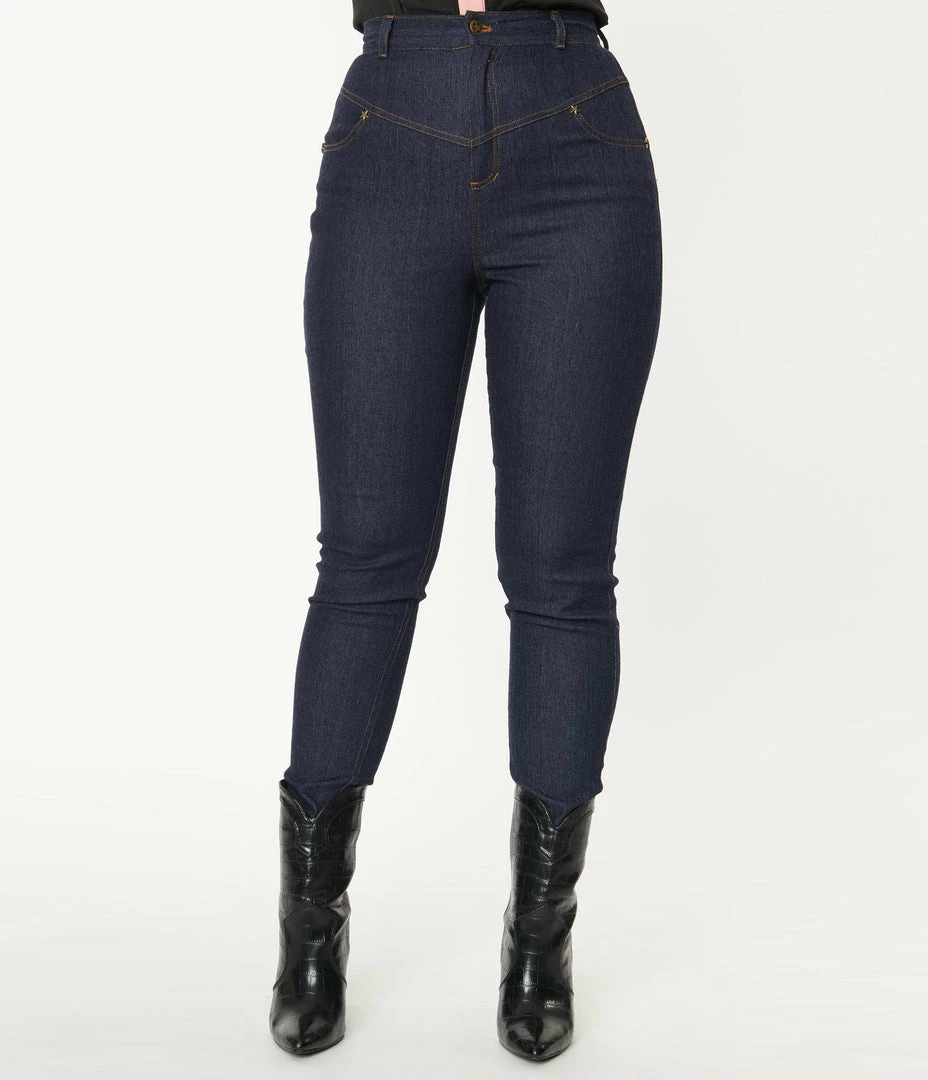 Unique Vintage Blue Denim Skinny Jeans