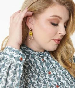 8 Other Reasons 14K Gold Plated Heart Drop Hoop Earrings