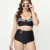 Swimwear Unique Vintage Black High Waist Hatteras Swim Bottom
