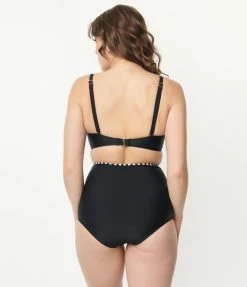 Swimwear Unique Vintage Black High Waist Hatteras Swim Bottom