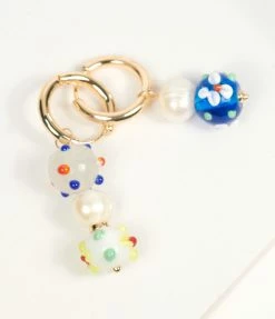 8 Other Reasons Multicolor Beaded & 14K Gold Plated Drop Hoop Earrings Jewelry