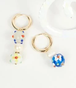 8 Other Reasons Multicolor Beaded & 14K Gold Plated Drop Hoop Earrings Jewelry