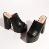 Heels & Wedges Unique Vintage Black Peep Toe Platform Mules