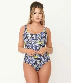 Swimwear DC Comics X Unique Vintage Wonder Woman All Over Print Huntington Swimsuit