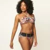 Unique Vintage Pink & Blue Floral Print Forever Glam Swim Top Swimwear