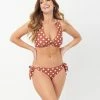 Unique Vintage Rust & White Polka Dot Give Us A Ring Swim Top Swimwear