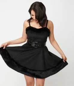 Sale Unique Vintage Black Glennie Fit & Flare Dress