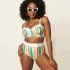 Swimwear Unique Vintage Pride Rainbow Stripes Marlene Crop Swim Top