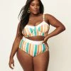 Unique Vintage Plus Size Pride Rainbow Stripes Belted Redondo Swim Bottoms Swimwear