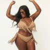 Unique Vintage Plus Size Tan Suede Fringe Sweet & Sash-y Swim Bottom