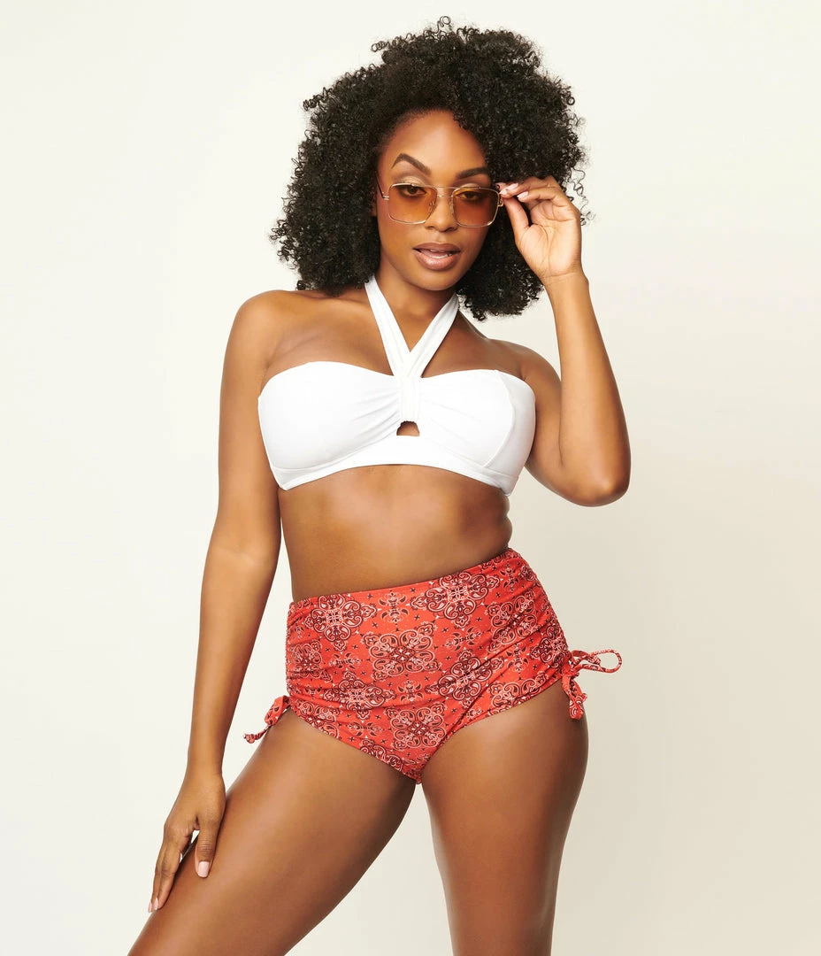 Swimwear Unique Vintage Solid White Forever Glam Swim Top