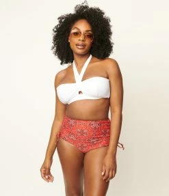 Swimwear Unique Vintage Solid White Forever Glam Swim Top