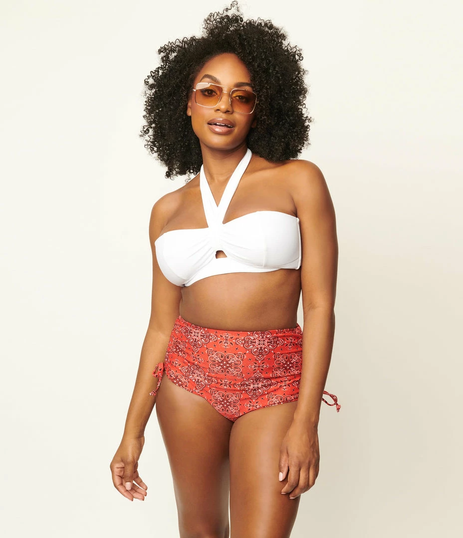 Swimwear Unique Vintage Solid White Forever Glam Swim Top