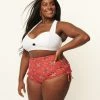 Unique Vintage Plus Size Red Bandana Print Provincetown Swim Bottom Swimwear